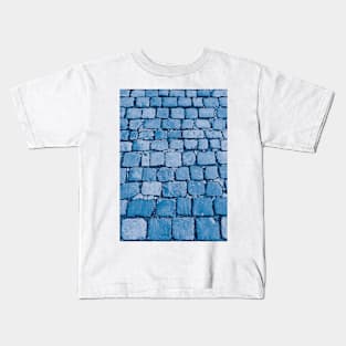 Texture - Blue Stone pavement Kids T-Shirt